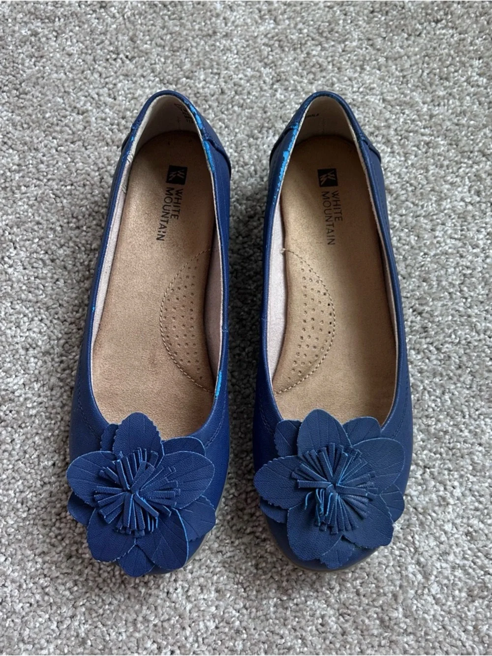 White Mountain Hudson Cobalt Blue Floral Ballet Flats Size 7 M Comfort EUC - Picture 6 of 12